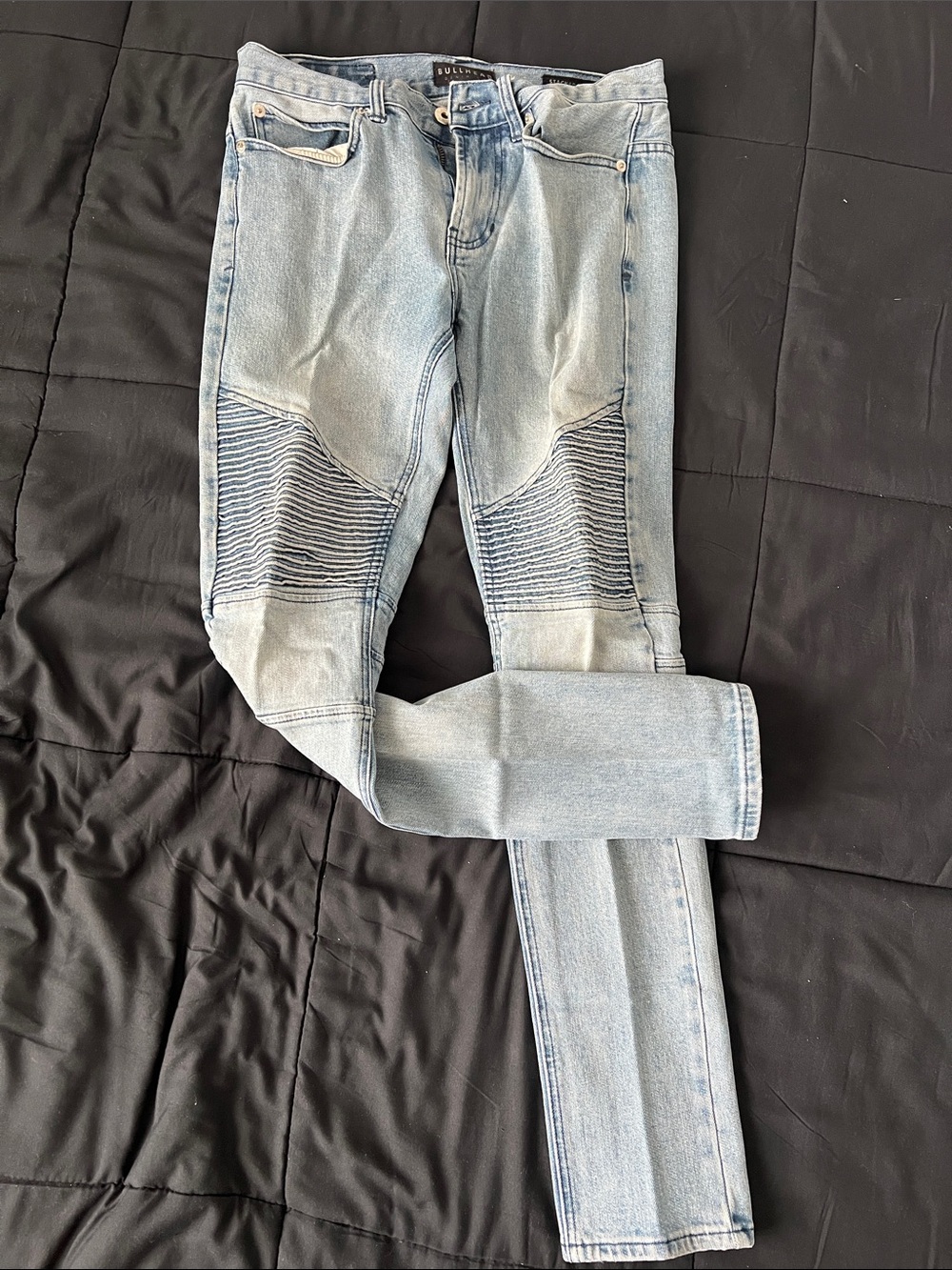 Men's Light Blue Moto Skinny Jeans - Unknown Brand
